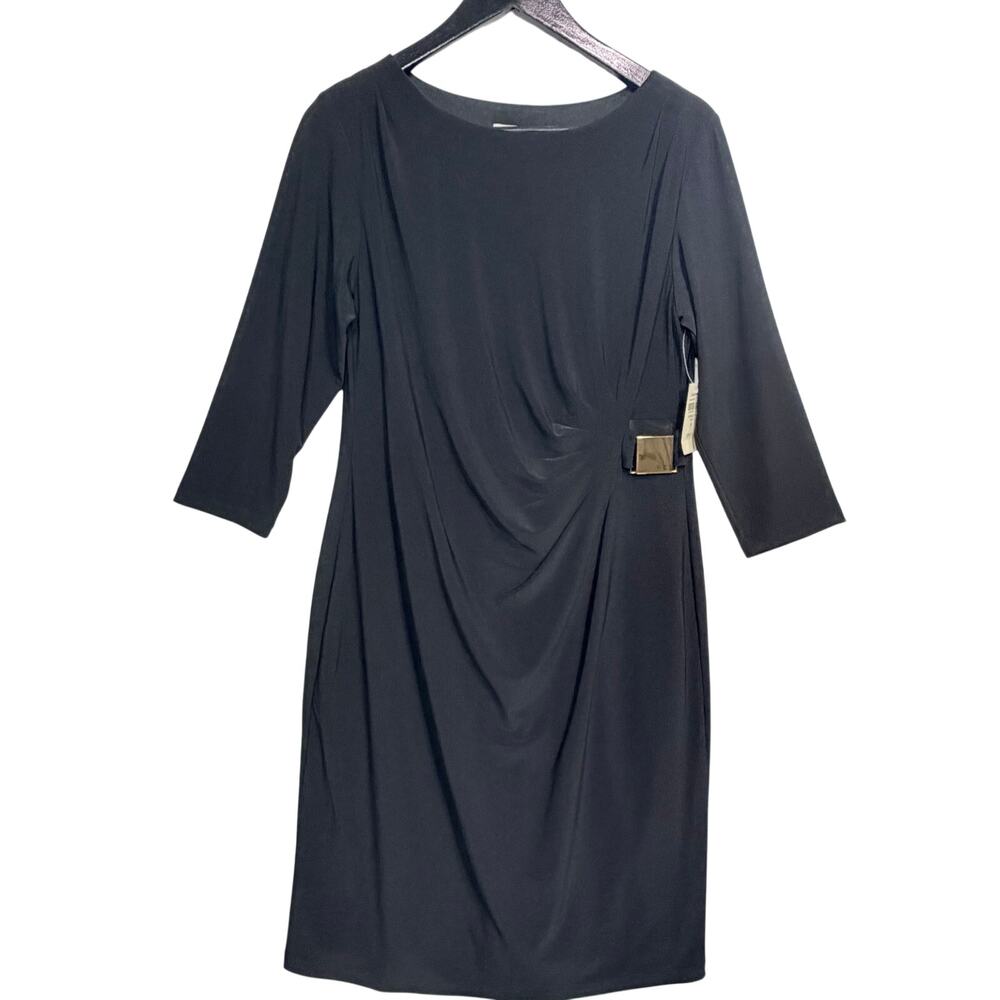 NWT Coldwater Creek Gilt Buckle Dress Size 8 Black